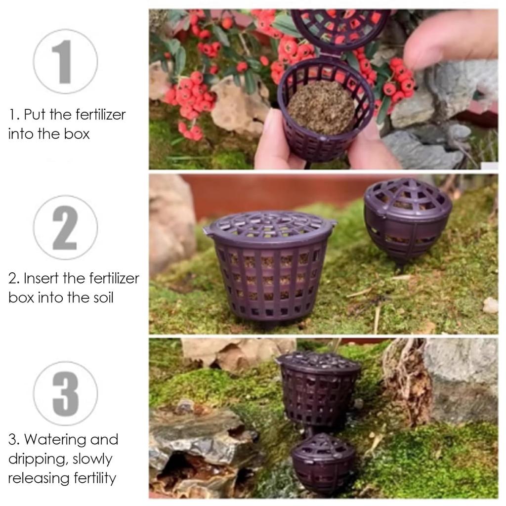 50Pcs Bonsai Fertilizer Baskets, 1.6 x 1.1in Plastic Fertilizer Mesh Basket Garden Nutrition Cups Slow Release Fertilizer Container for Succulent