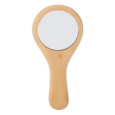 Handheld Holz Make-Up Runden Spiegel Tragbare Holz Griff Kosmetik Spiegel für Home Reise