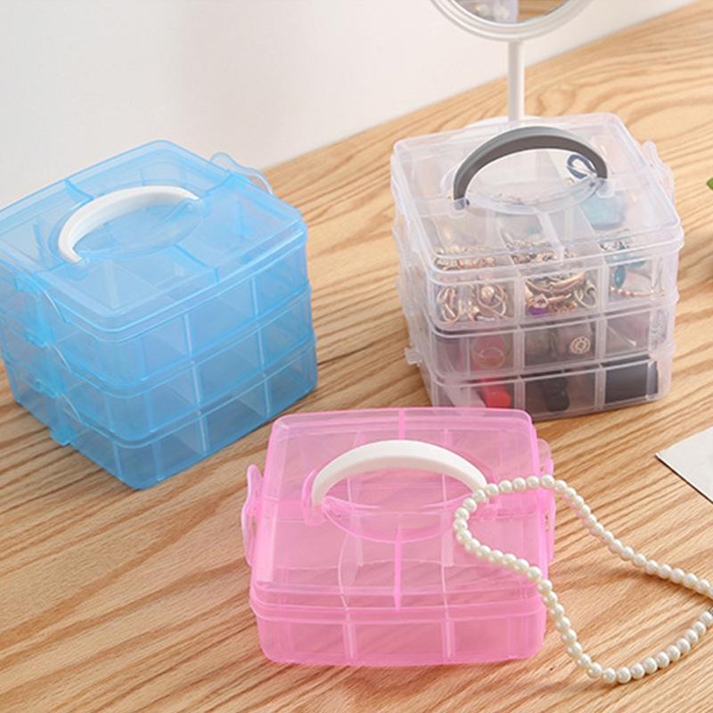 Compact 18-Compartment Three-Layer Portable Jewelry and Tool Organizer Box