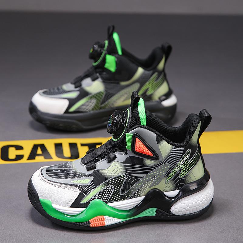 

Children s basketball shoes rotating buckle 2025 spring and autumn mesh boys sports shoes medium and older children s comfortable and wear-resistant 29