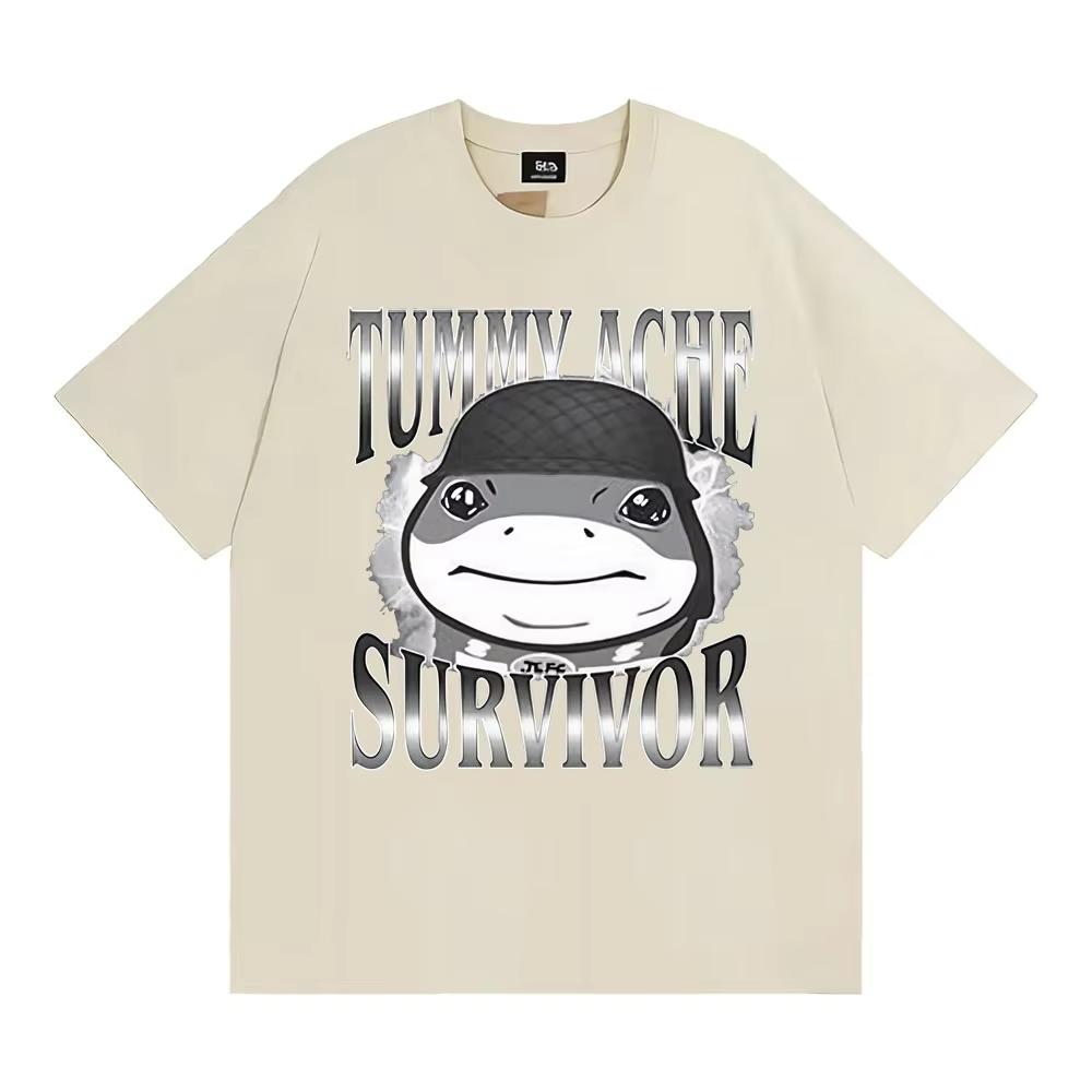Funn Tummy Ache Survivor Jeff The Land Shark Helmet Meme T Shirts Men Women Fashion Humor Vintage Short Sleeve Oversized Tshirt