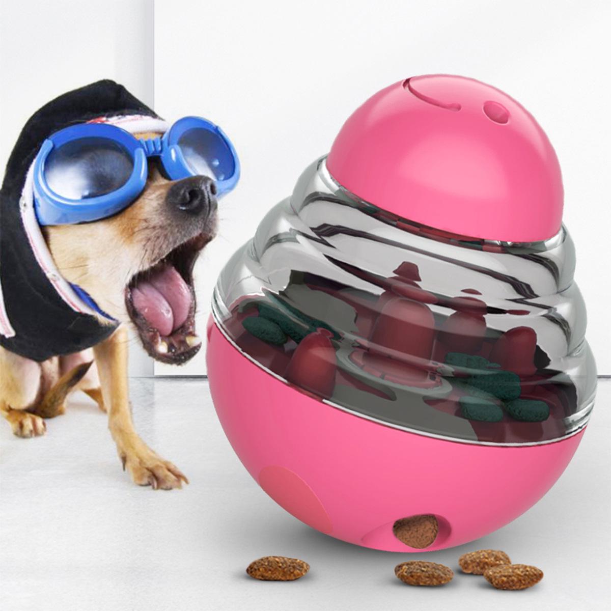 

Interactive Roly-Poly Food Dispensing Pet Toy Ball for Dogs and Cats красный