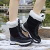 Fashion Women Snow Boots Warm Plush Comfortable Platform Shoes Lady Lace-up Mid-Calf White Boots Outdoor Non-slip Winter Shoes Botines