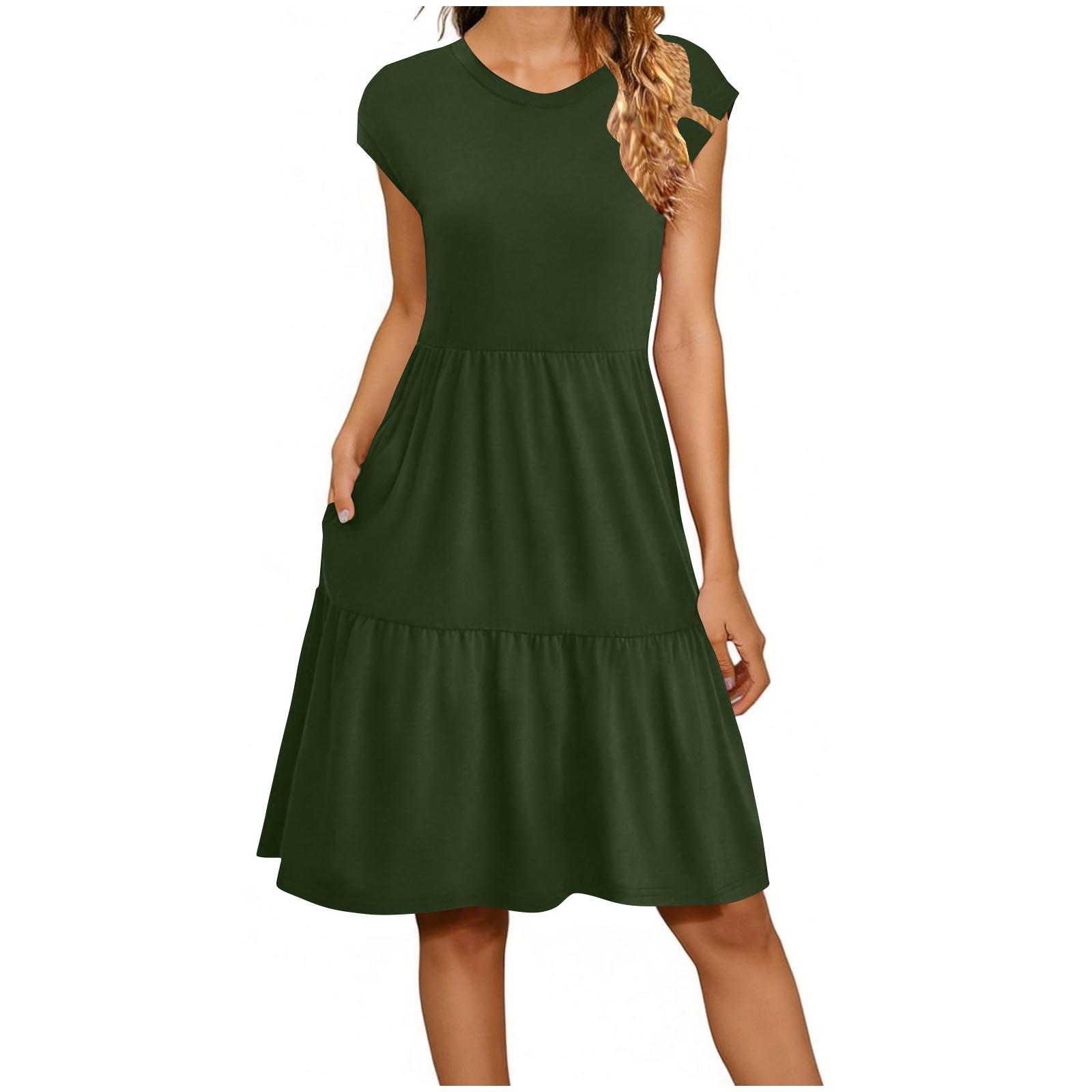 Women s Summer Fashion Sleeveless Round Neck Loose Patchwork Casual Dress S