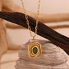 MamacitaSlay Pendentif Irrégulier Rétro Zircon Vert Rond Chaîne Agrafe Collier Femme Bijoux Tendance pour Femme Acier Inoxydable