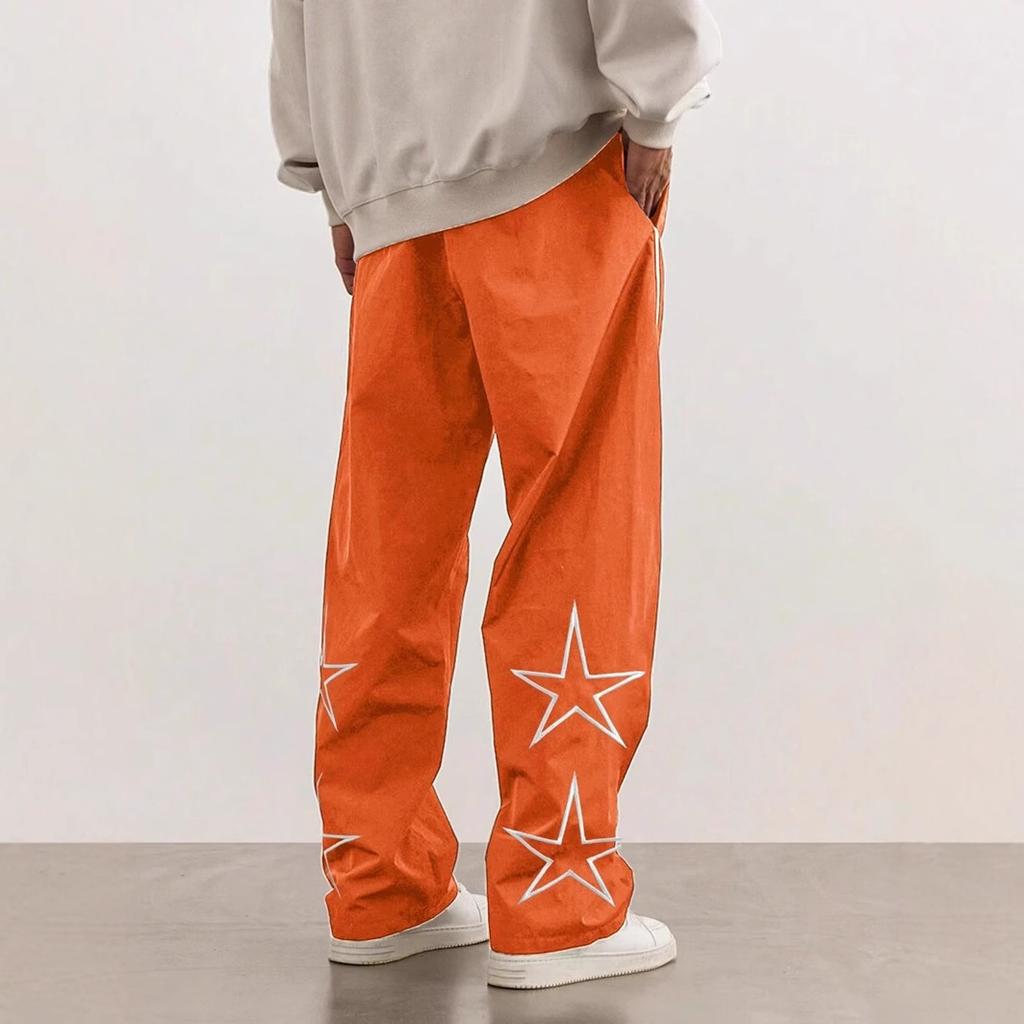 Spring and Autumn Men's Trousers Casual Fashion Embroidered European and American High Street Trend Sports Leggings Men