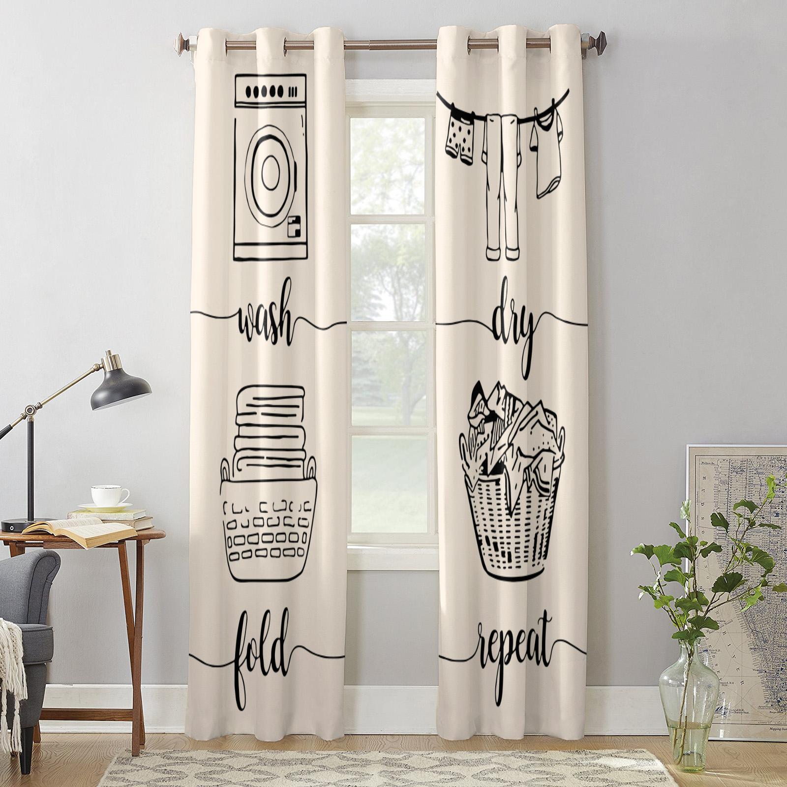 Прачечная Рисунок Ретро Шторы на окна Гостиная Роскошный декор Рождественские шторы — фото 3