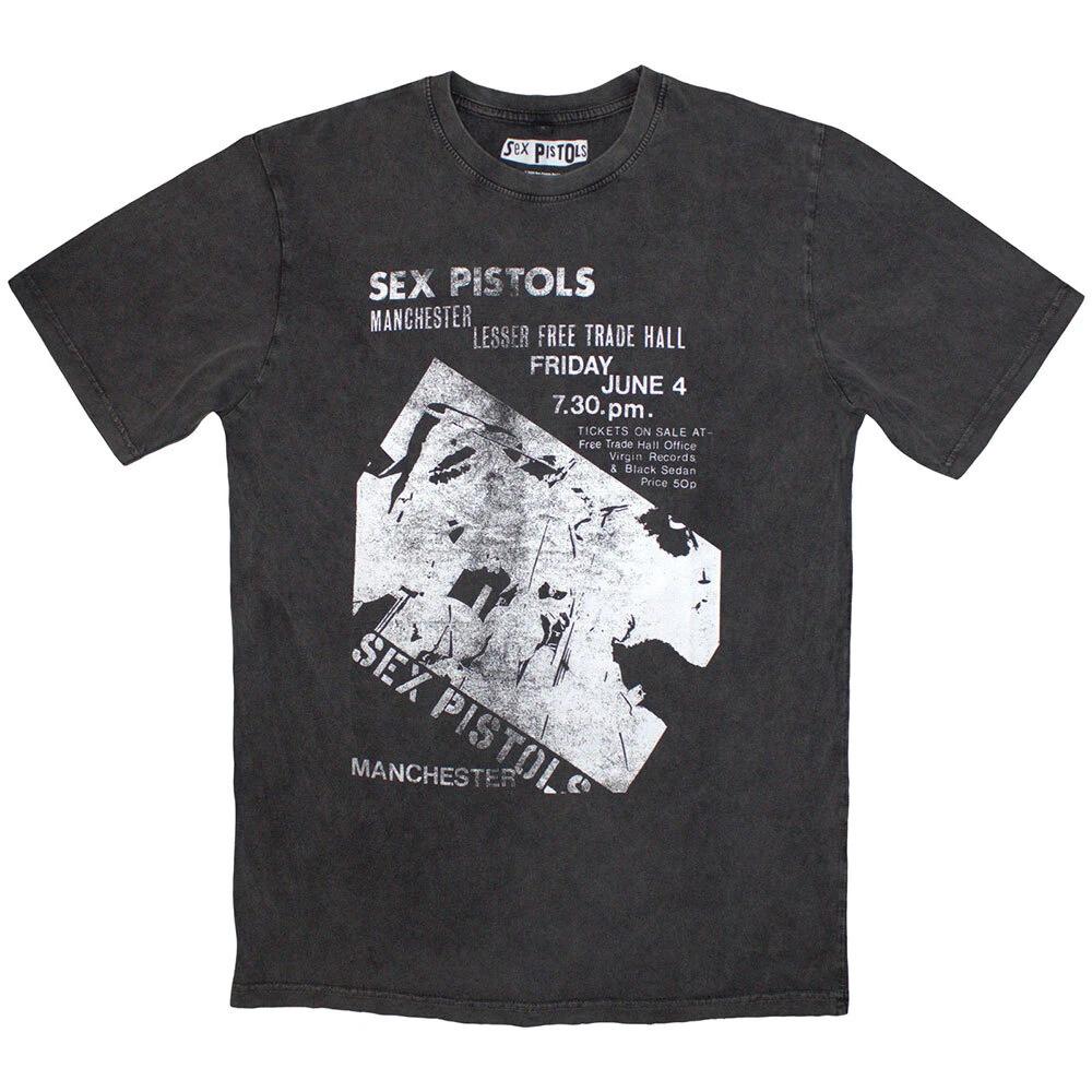 The Sex Pistols Unisex Stone Wash T-Shirt: Manchester Flyer (Small) 3XL