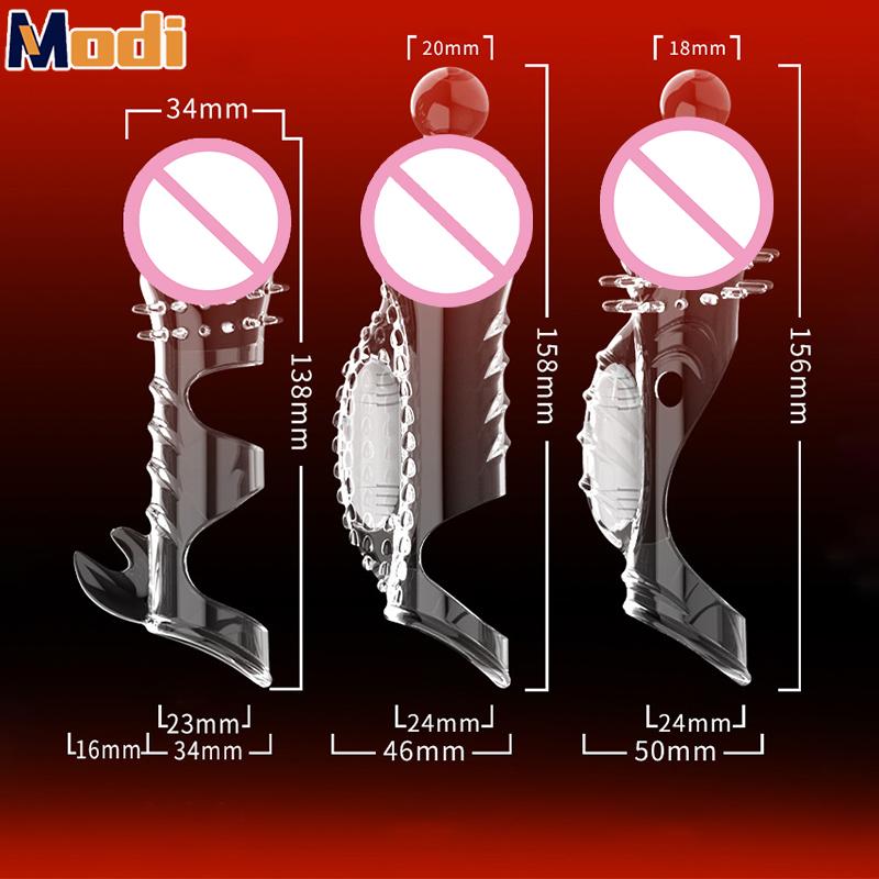 Transparent Crystal Condom Penis Sleeve Male Enlargement Time Delay Spike Clit Reusable Condoms Sex Toy for Couple