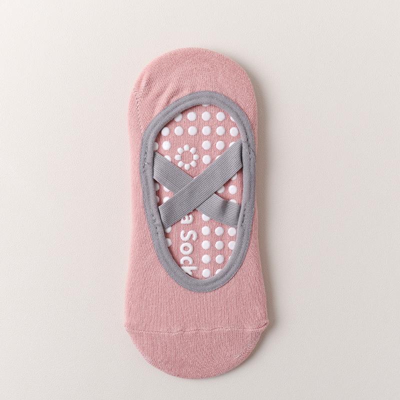 Women's Non-Slip Silicone Yoga Socks with Cross Straps - Ideal for Summer Indoor Fitness & Pilates