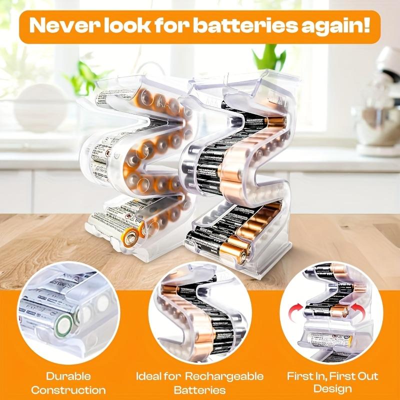 Transparenter Kunststoff Batterie-Organizer - Mehrfachfach Hängendes Aufbewahrungsregal für Batterien, Transparentes Design für einfache Sichtbarkeit, Batteriehalter