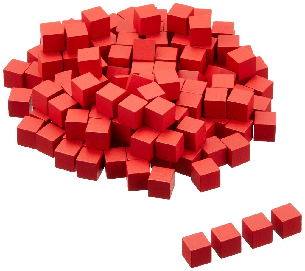 Red 10mm wooden cubes 150 (approx. pieces)