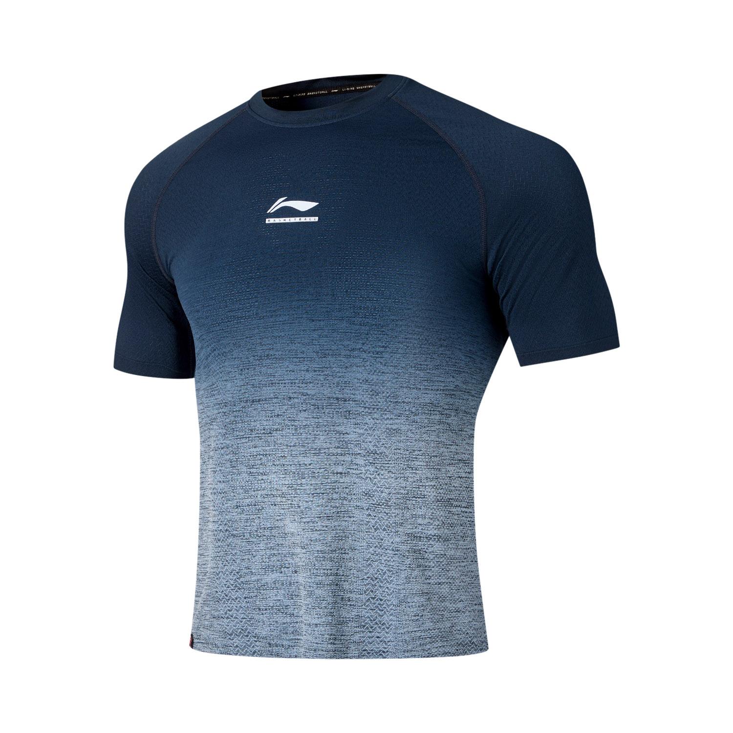 Li-Ning Gradient Color Block Pullover Short Sleeve T-Shirt Men tops ATSW973-2 S