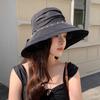 Korean Style Versatile Summer Pleated Sun Hat Pearl Chain Fisherman Hat Women Tulle Sun Hat Big Brim Trendy