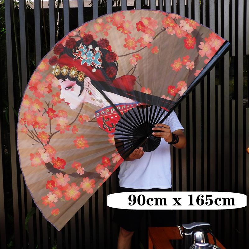 Large Decorative Folding Fan Chinese Classical Peking Opera Prop Fan Wall Mounted Abanico Decorative Background Wall Ventilador