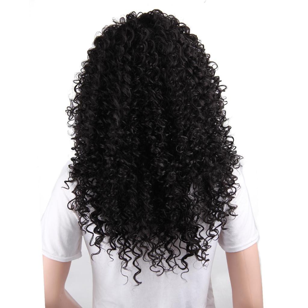 Female Fashion Long Curly Lace Frontal Synthetic Wig Full Wig  Hair Corn Wave Wig for Black
