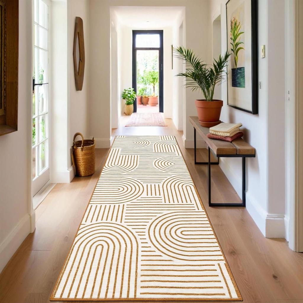 Geometric Lines Hallway Carpets Living Room Carpet Non-Slip Washable Rug Soft Sofa Coffee Table Floor Mat for Kitchen Tapis