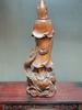 Chinese Antique Boxwood Carved Dragon Kwan Yin Statue Home Decor Sculpture Art