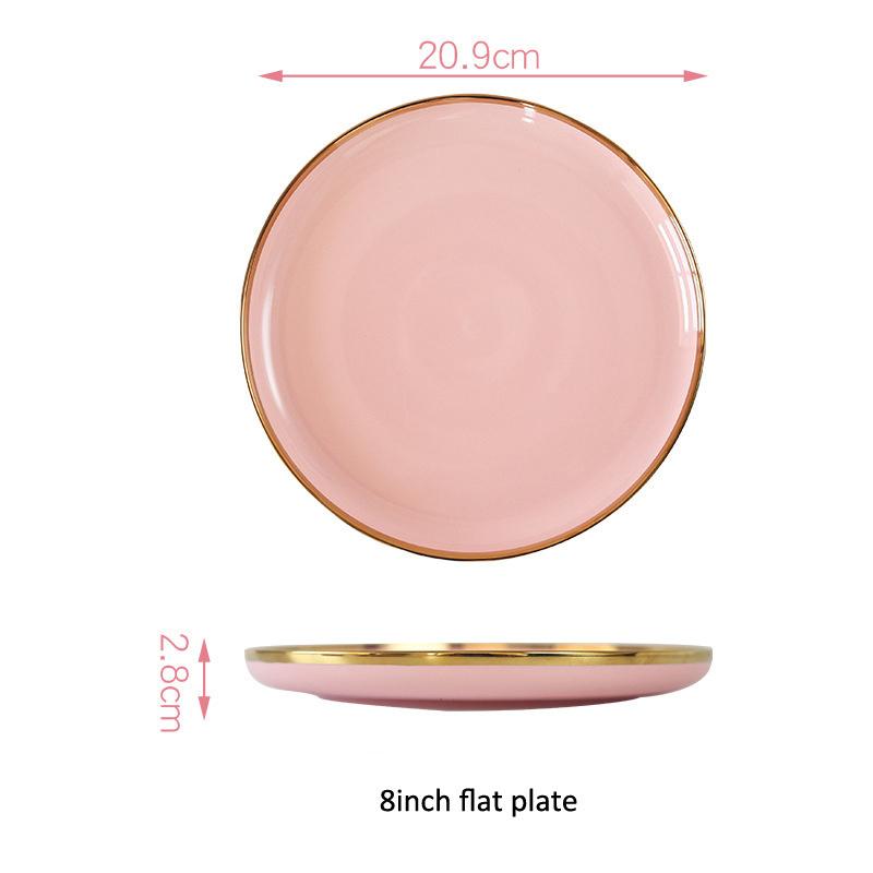 

Розовые керамические обеденные тарелки миска для супа столовая посуда Пномпень миска для рисового супа тарелка бытовая комбинированная кухонная столовая посуда