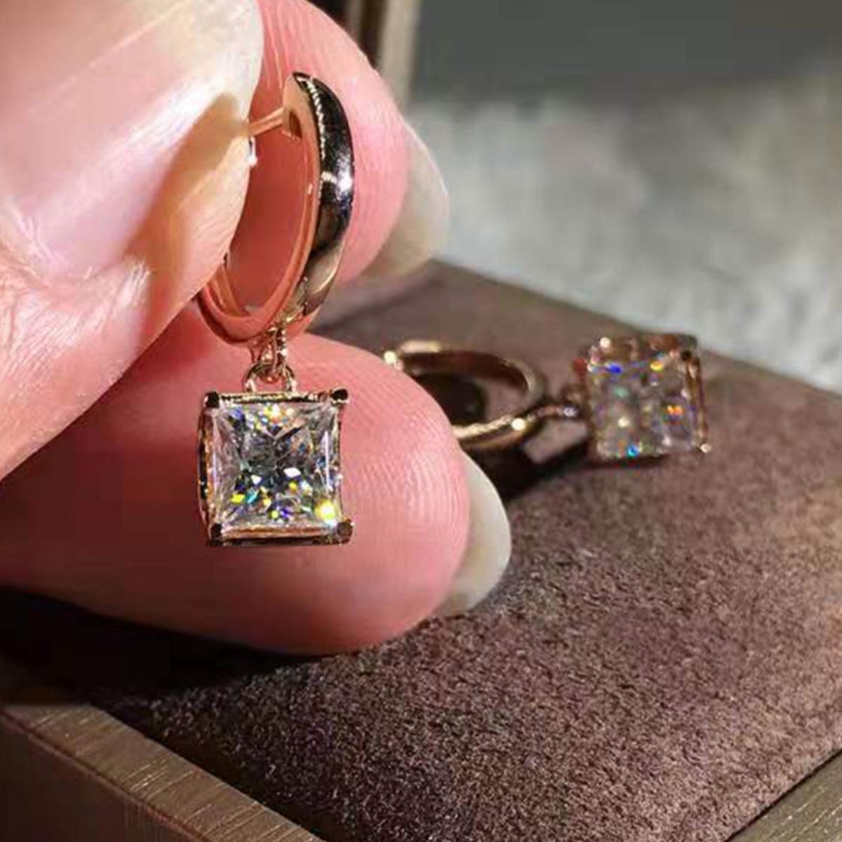 Rose Gold Tone Heart Cubic Zirconia Drop Earrings розовый