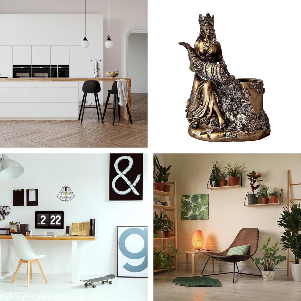 Resin Fortune Goddess Pen Holder Figurine Sculpture Luckydeity Statue For Home Study Room Entryway Housewarming Gift