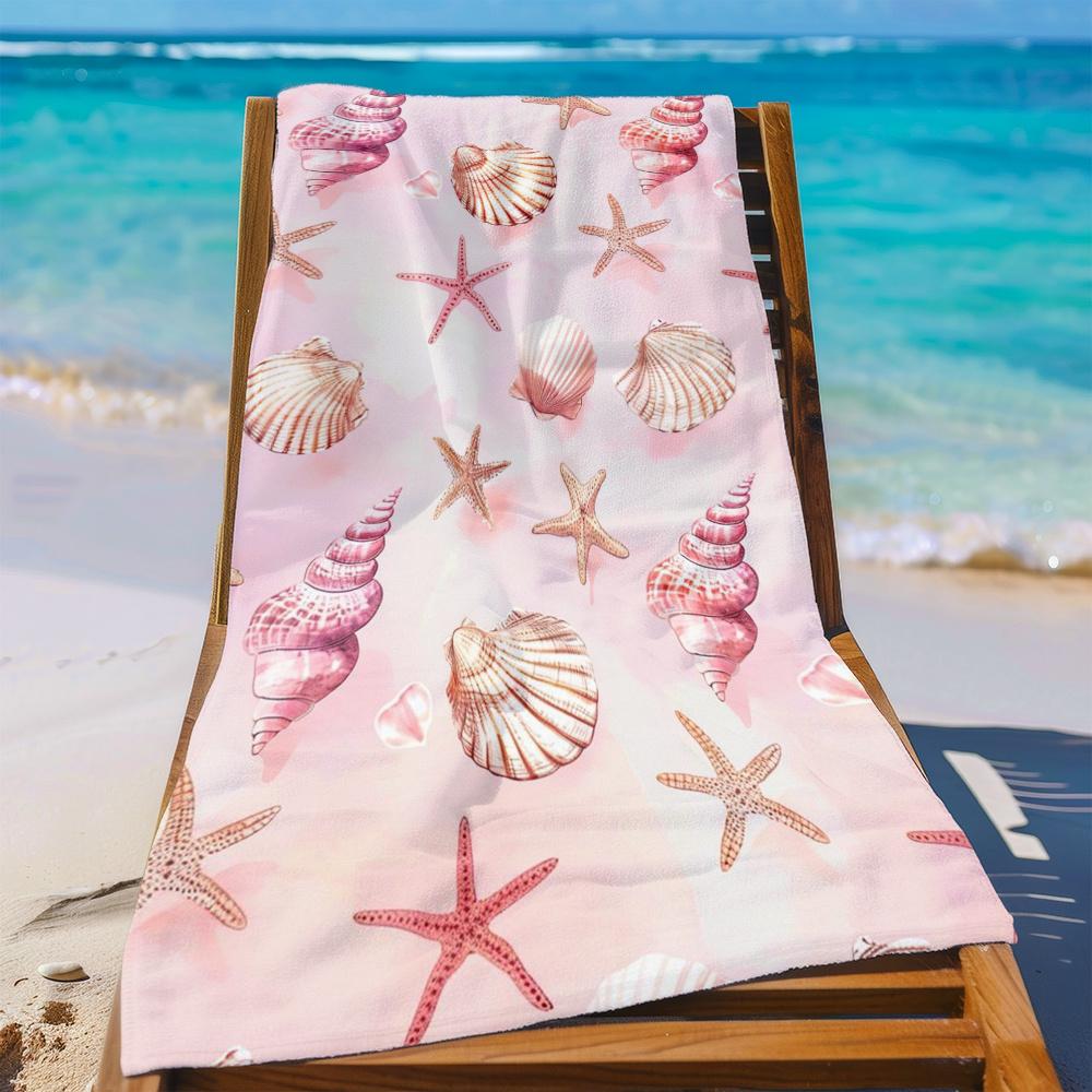 Rosa Muscheln Seesterne Mikrofaser Strandtuch, Schnelltrocknend Großes Sommeraccessoire