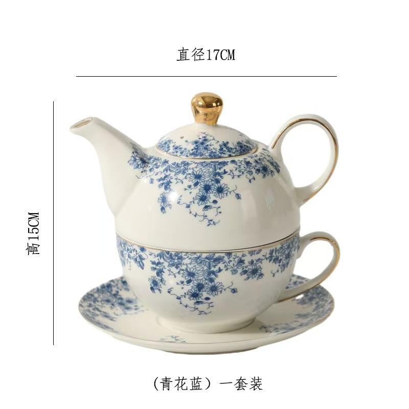 English Flower Teapot Classical Blue and White Daisy Pot Home Ceramic Cup and Saucer Phnom Penh Afternoon Flower Teaware Set