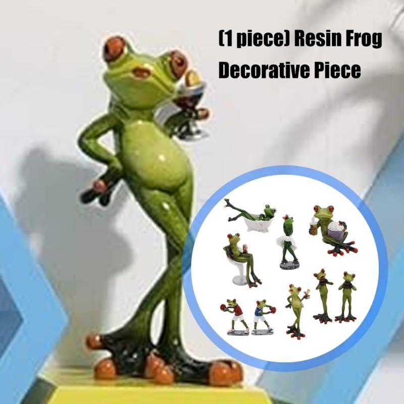 Whimsically Funny Resins Frogs Figurine Cartoon Animal Statue Collectible Ornament for Home Office Desktop Shelf Decors
