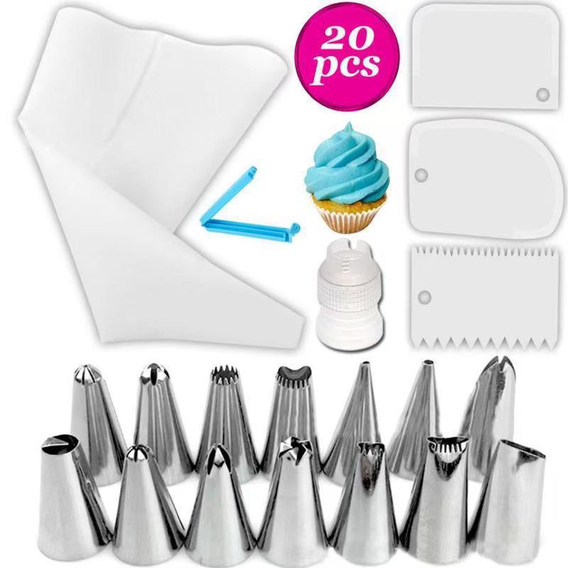 14/20 ks Sada zdobicích špiček pro zdobení krémem a polevou, DIY čokoládový krém, cukrářské potřeby na pečení, zdobení dortů, opakovaně použitelné cukrářské sáčky