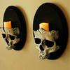 Halloween Skull Head Candle Holder Scary Skeleton Head Wall Mounted Candle Sconce Home Bar Restaurant Decorative Candlestick