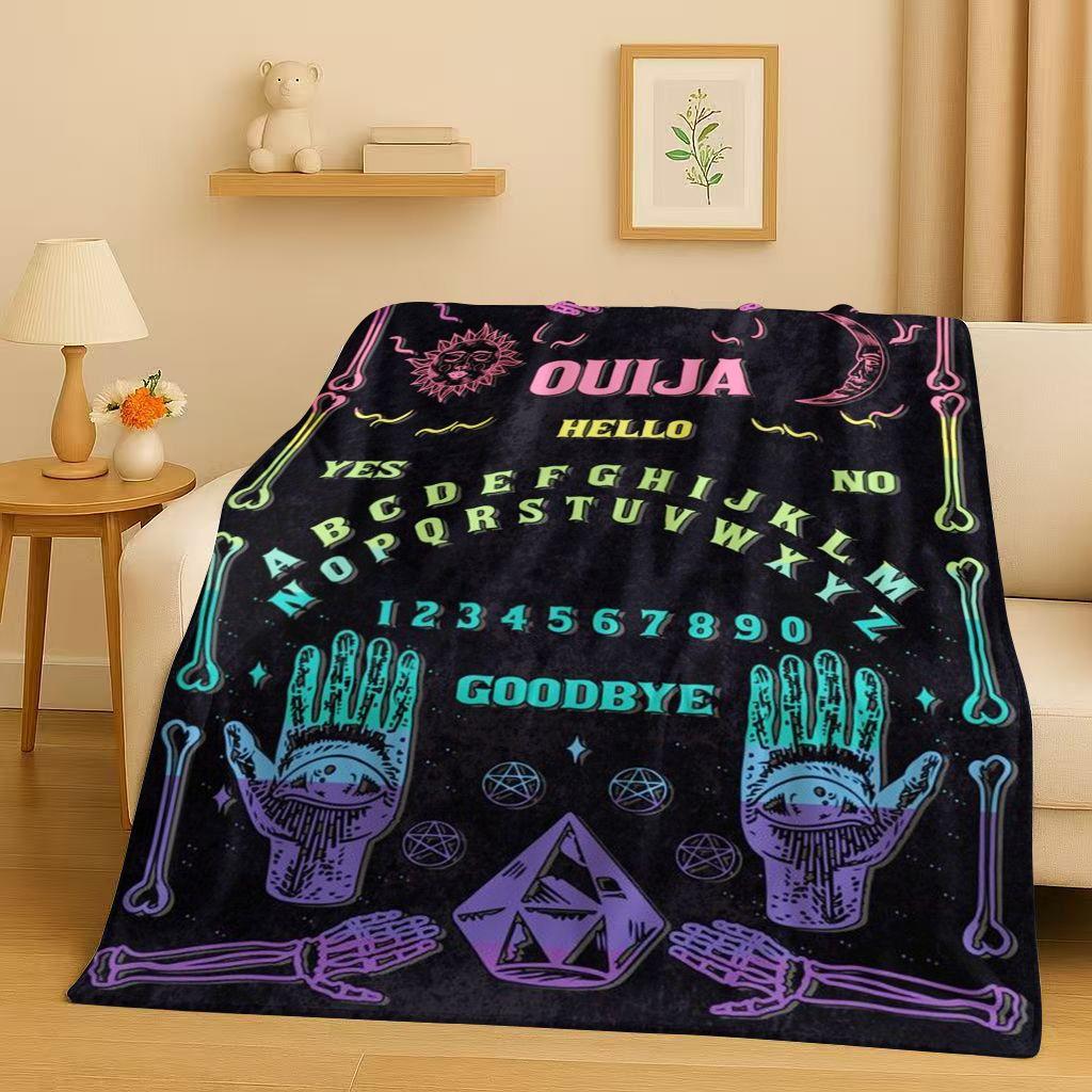 3D Retro Witch Spirit Ouija Board Flannel Blanket,Ultra Soft Warm Plush Throw for Home Bedroom Bed Sofa Cover Kids Gift Picnic