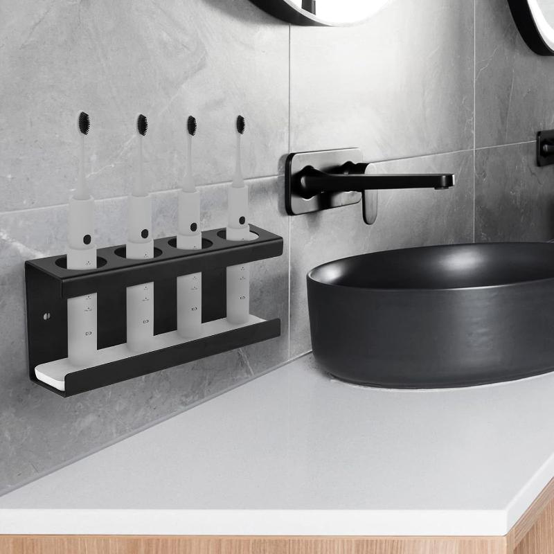 1Pc Toothbrush Holder Stand Electric Toothbrush Organizer Bathroom Diatomite Base 4-Slot Storage Box Multi-Functional Brush Rack