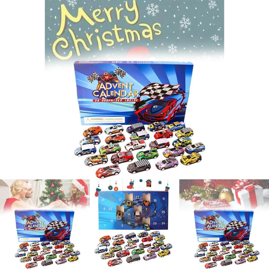 Advent Calendar Countdown Toy Cars Set For Kids Featuring 24 Unique Collectible Designs