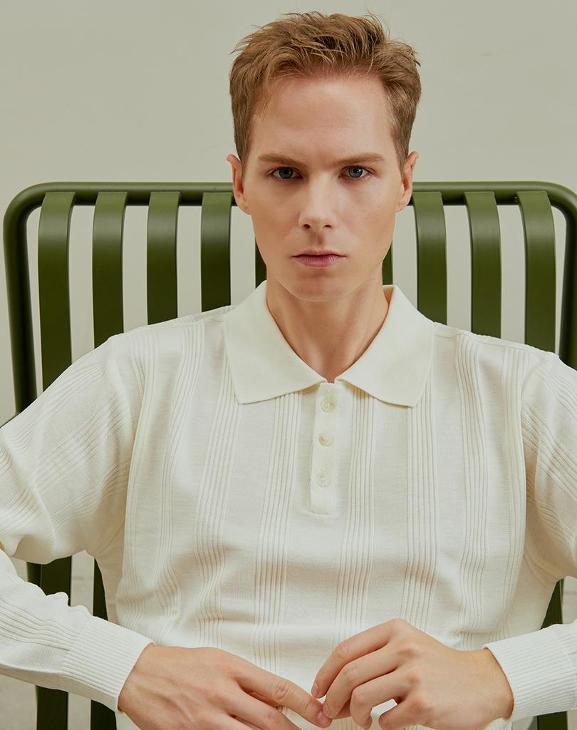 DEVERRMAN Textured Polo Knit (White)