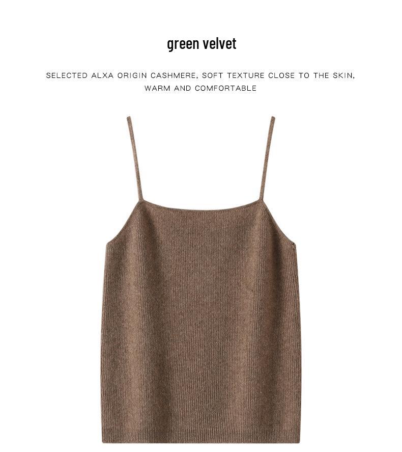 Women's Slim Fit Knit Cross Strap Tank Top - Sleeveless Cashmere Base Layer for Autumn/Winter