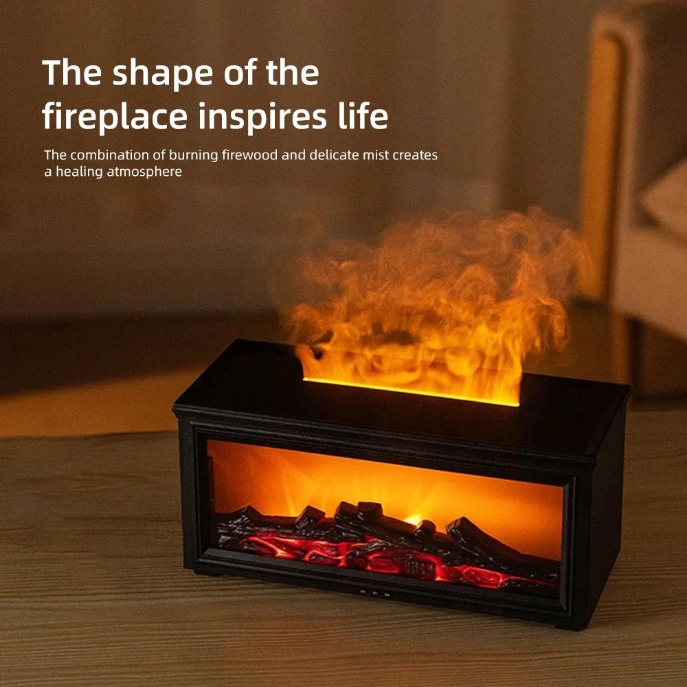 Air Humidifier Essential Oil Diffuser for Room, Quiet Ultrasonic Aromatherapy Device with 7-Color LED Night Light, Flame Design