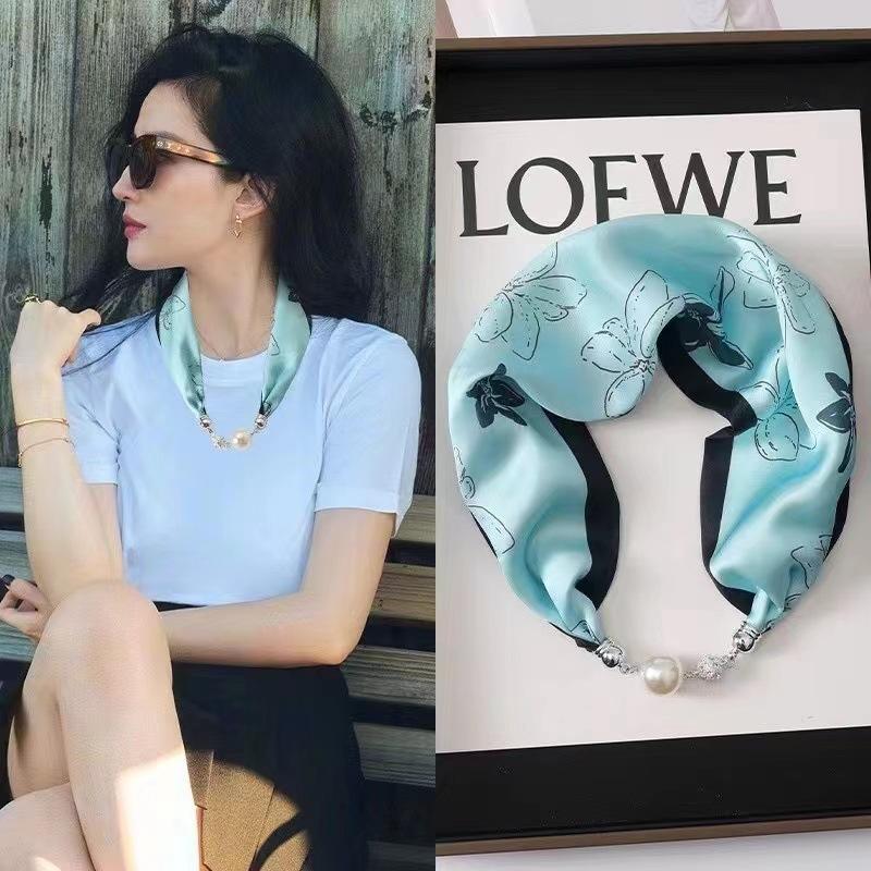 Spring and Autumn Thin Neck Protector Magnetic Buckle Silk Scarf Women s Summer Neck Cover Magnetic Buckle Small Long Scarf Decorative Belt Narrow
