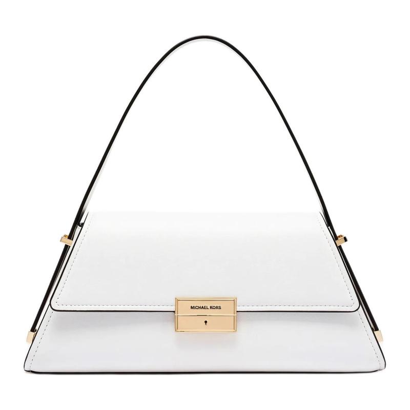 MICHAEL KORS Ludlow Ludlow gold hardware snap fastening cowhide leather shoulder bag medium women s white золотой