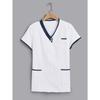 Top da donna tinta unita a maniche corte con scollo a V Top da infermiera con tasca uniforme da lavoro