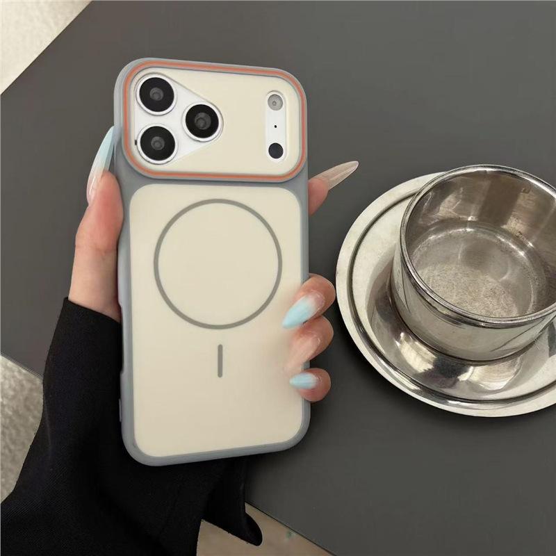 Applicable to iPhone17promax large window two-color magnetic mobile phone case Apple 16 skin matte 15 protective case