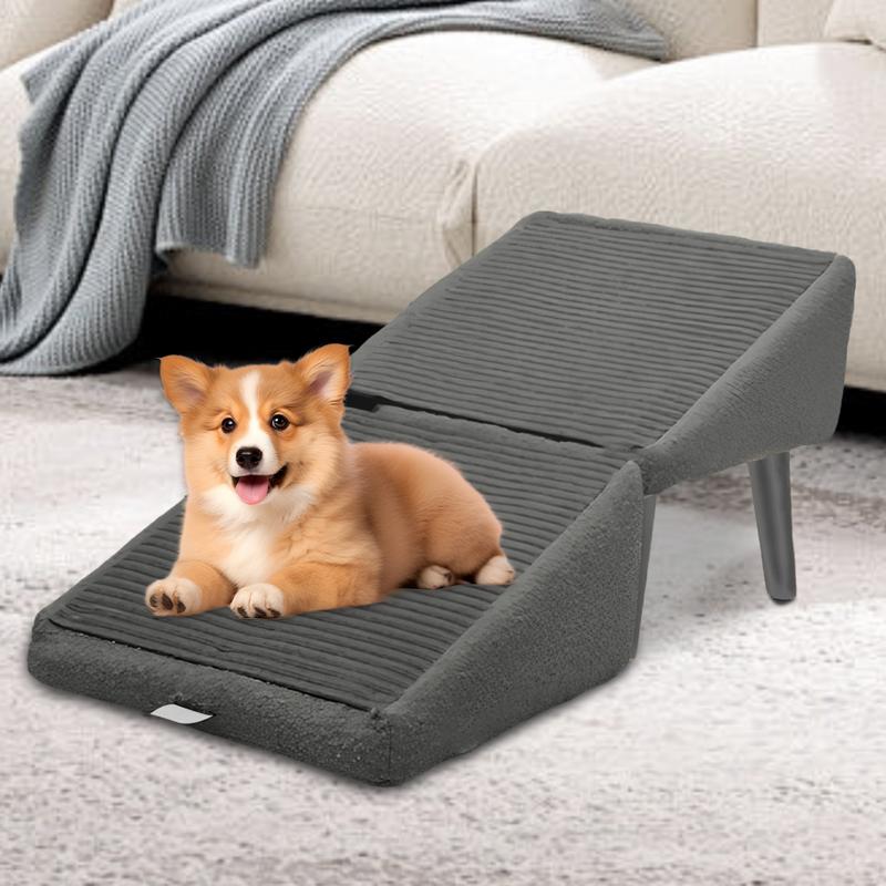 Foldable Dog Ramp With Adjustable  Height wooden anti-slip pet Footrest stool Kitten Puppy Ladder for Small Cats And pets