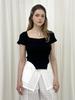 Moi Fair Bagel Square Neck T-Shirt / Black