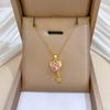 Stainless Steel Chain Sweet Pink Zircon Heart Star Pendant Necklace for Women Girls Gold Color Choker Jewelry Accessories Gifts