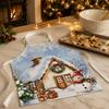 Family Gathering Culinary Outfit Christmas Apron, Santa Claus/Elk/Gingerbread Man/Snowman Print Cooking Bib, Waterproof Holiday Bib Non-woven Fabric,