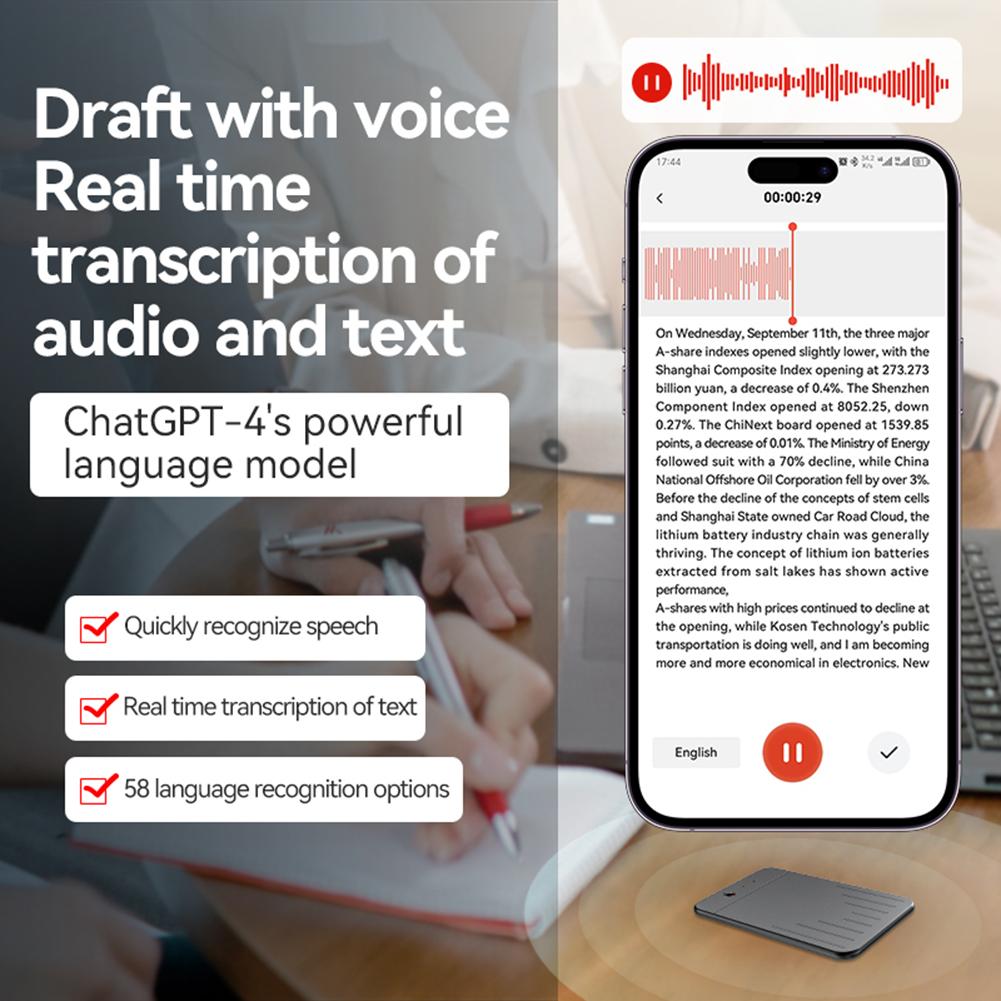 A3v AI Voice Recorder Transcribe & Summarization with ChatGPT Audio Recorder AI Notetaking Device for Lecture Meeting Call Interview