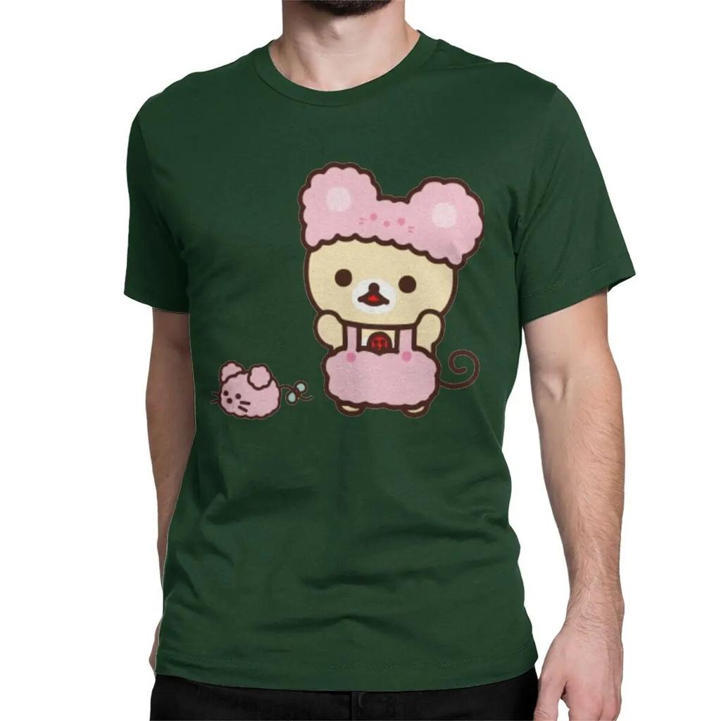 Novelty Rilakkuma Korilakkuma T-Shirts Unisex Wo Unisex Crewneck 100% Cotton T Shirt Short Sleeve Tee Shirt Plus Size Clothing
