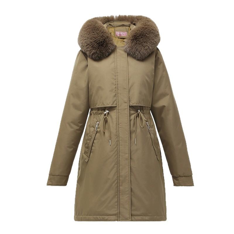 Plush Parker Down Jacket for Women, New Winter Thickened Cotton Coat for Small People, Workwear Cotton Jacket