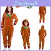 Xmas Party Hooded Jumpsuits For Kids Adult Gingerbread Man Cosplay Costume