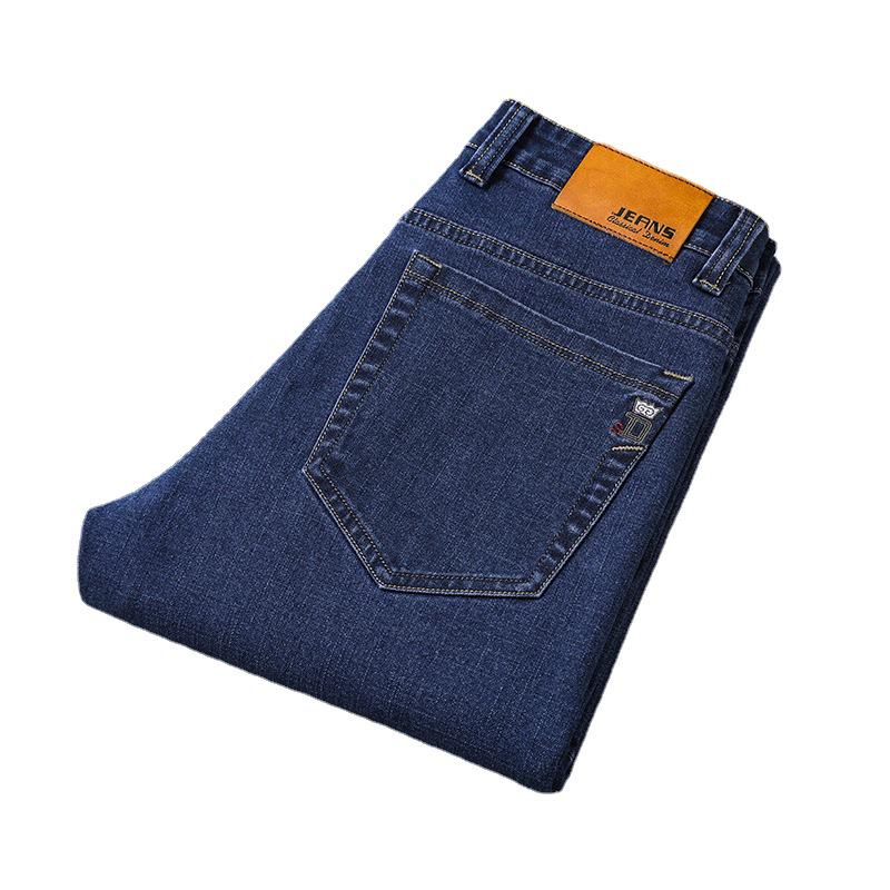 Herrenjeans in Übergröße mit hoher Taille und geradem Bein – elastisch, jugendlicher koreanischer Stil