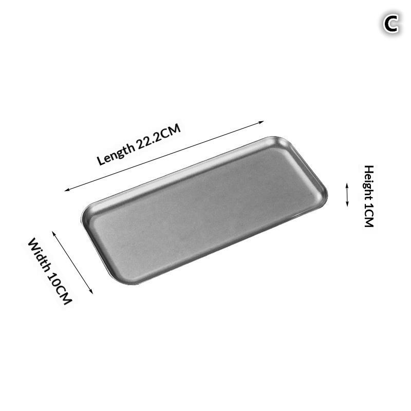 Vintage 304 Stainless Steel Snowflake Silver Square Tray Round Edge Dinner Plate Dessert Grill Tray Steak Plate Decorative Tray